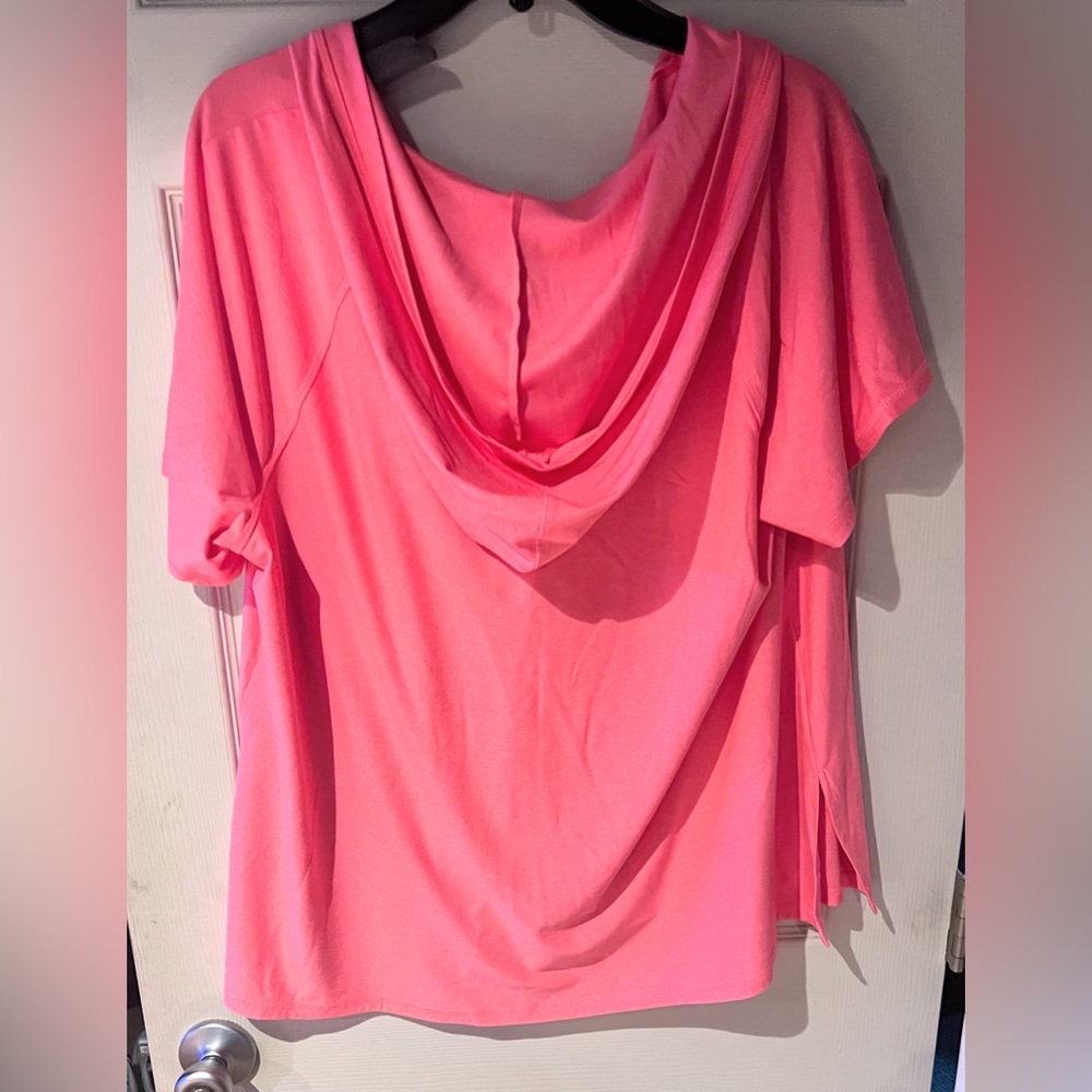 Lane Bryant Livi Coral Short Sleeve Hooded Top Size 18/20 - Picture 6 of 6